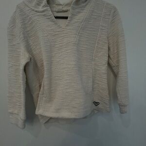 Roxy Ivory Textured V-Neck Hoodie Sweater